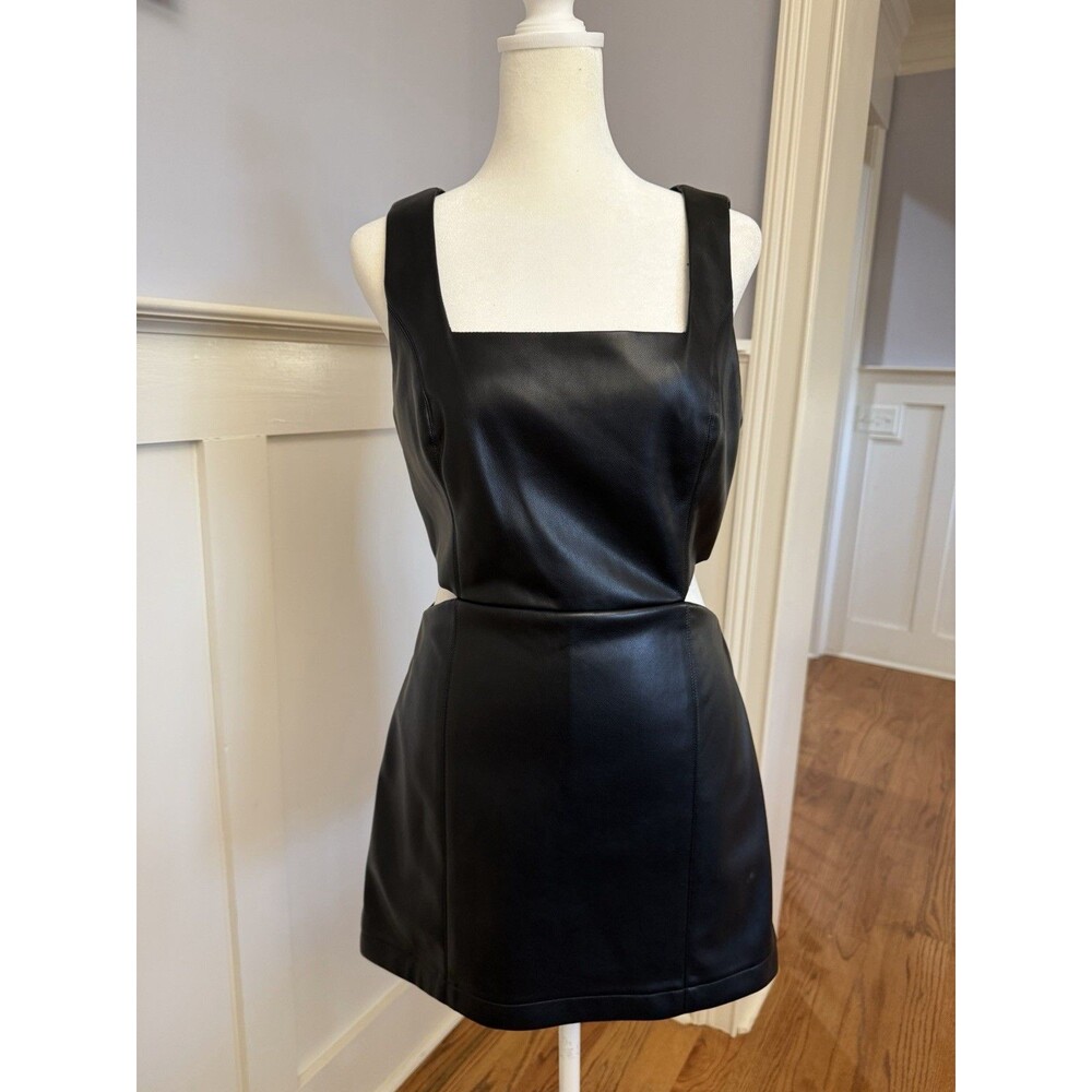 7 for All Mankind Women's Sz S Vegan Leather Shorts Dress Skirt Open Sides NWT
